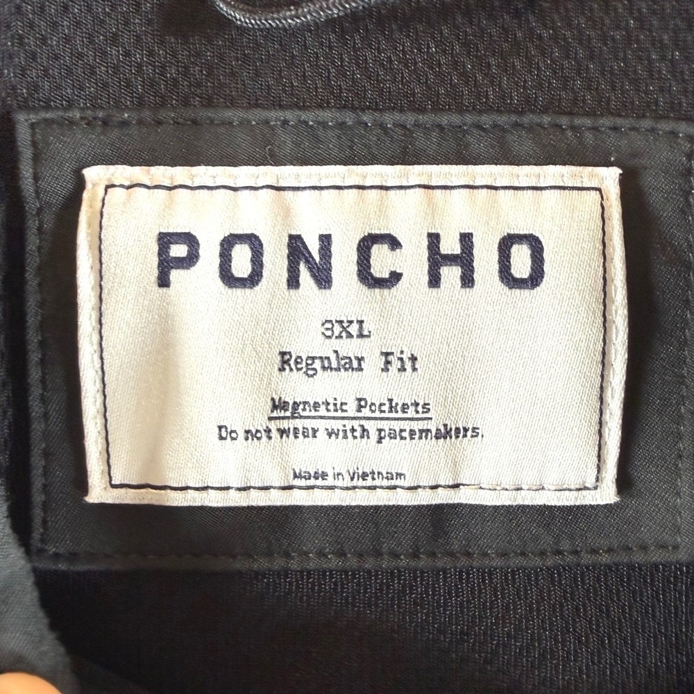 Poncho Fishing Shirt 3XL Black Magnetic Pockets Short Sleeve Outdoor PO#349 - Picture 2 of 9
